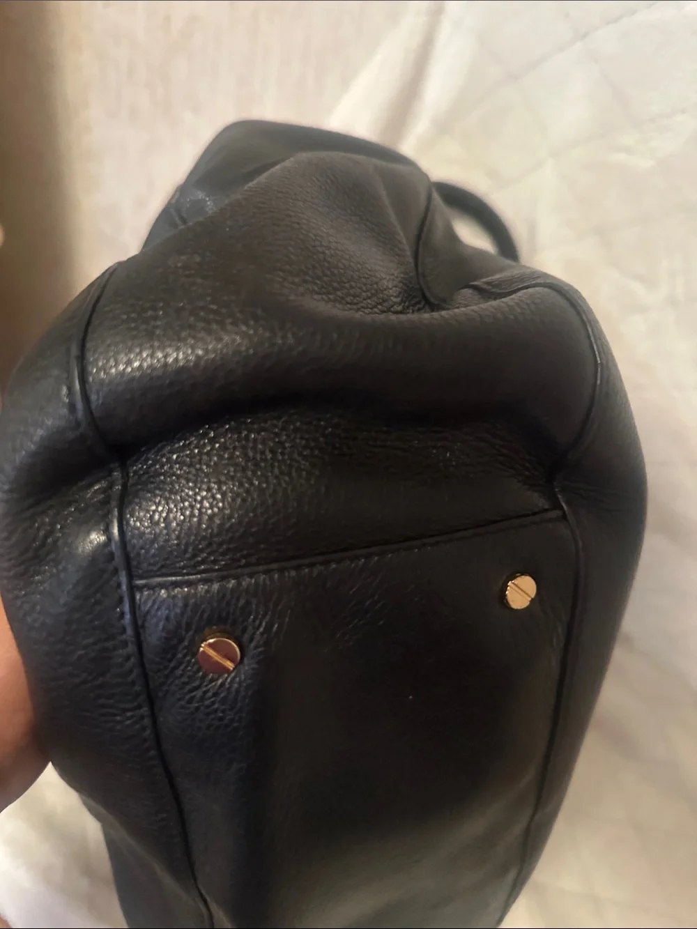 Tory Burch Black Leather Shoulder Bag with Gold Logo Medallion